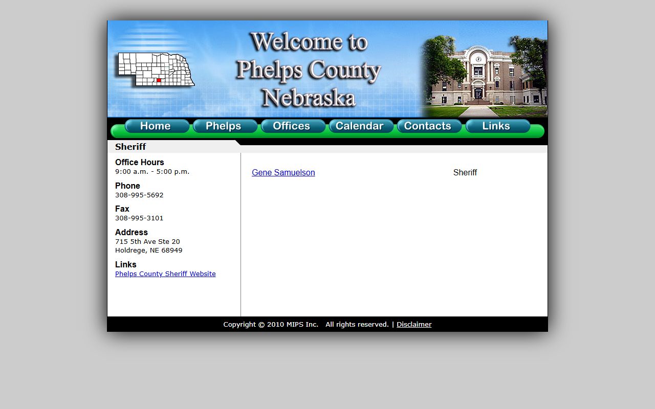 Phelps County sheriff profile for Phelps County Corrections inmate lookup